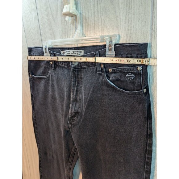 Harley Davidson Black Denim Jeans Mens Sz 38X32 Relaxed Fit 100% Cotton - Picture 7 of 10
